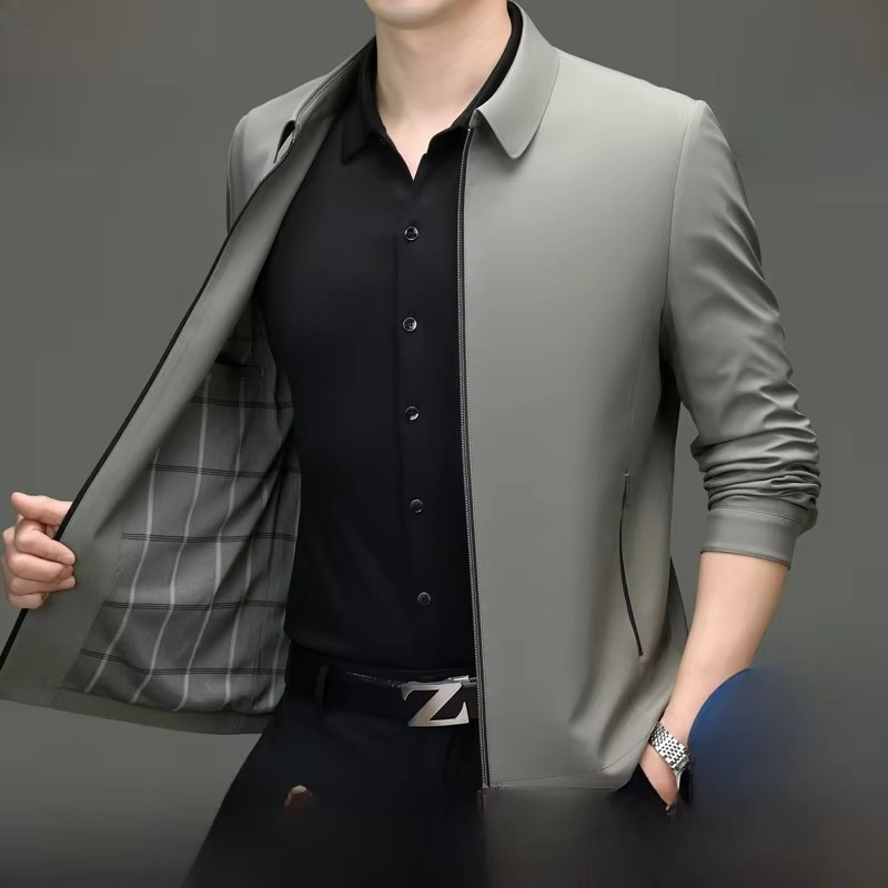 Street-Wave Mens Silk Blend Jacket Loose Fit With Straight Hemline For Effortless Polished Style