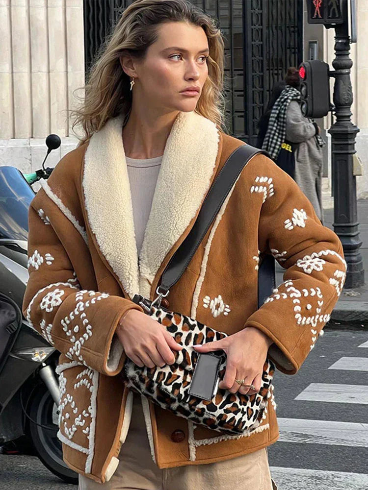 Street-wave Reversible Warm Jacket For Women, Cozy Sherpa Lining, Versatile City Wear