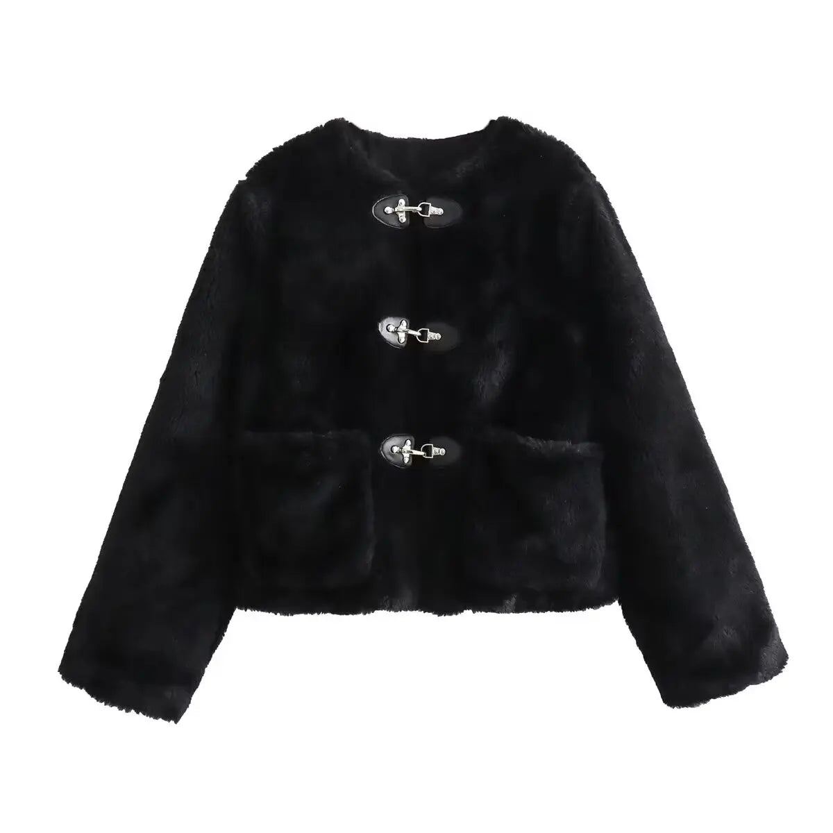 Street-wave Fleece Jacket With O-Neck For Cozy Winter Warmth Women Autumn Outerwear