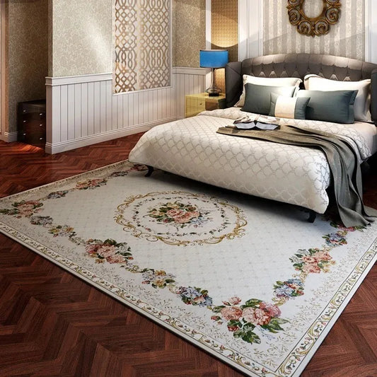 Retro Floral Area Rug Machine Washable Non Slip for Bedroom Decor Eprolo