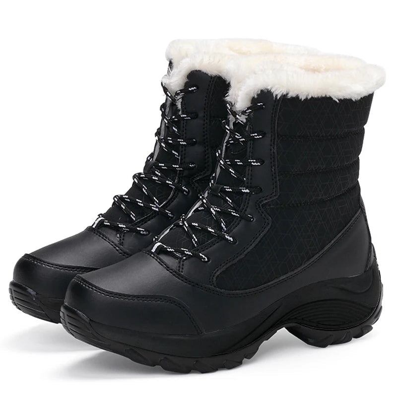 Street-wave Premium Knee-High Snow Boots For Women With Faux Fur Lining And Water-Resistant Platform Sole