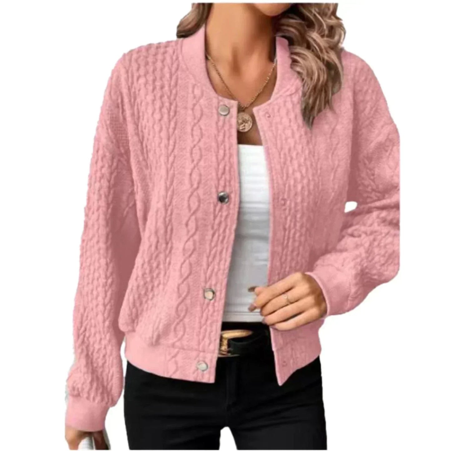 Street-Wave Women Cable Knit Cardigan Timeless Comfort Chic Cozy Knitwear For Everyday Wardrobe