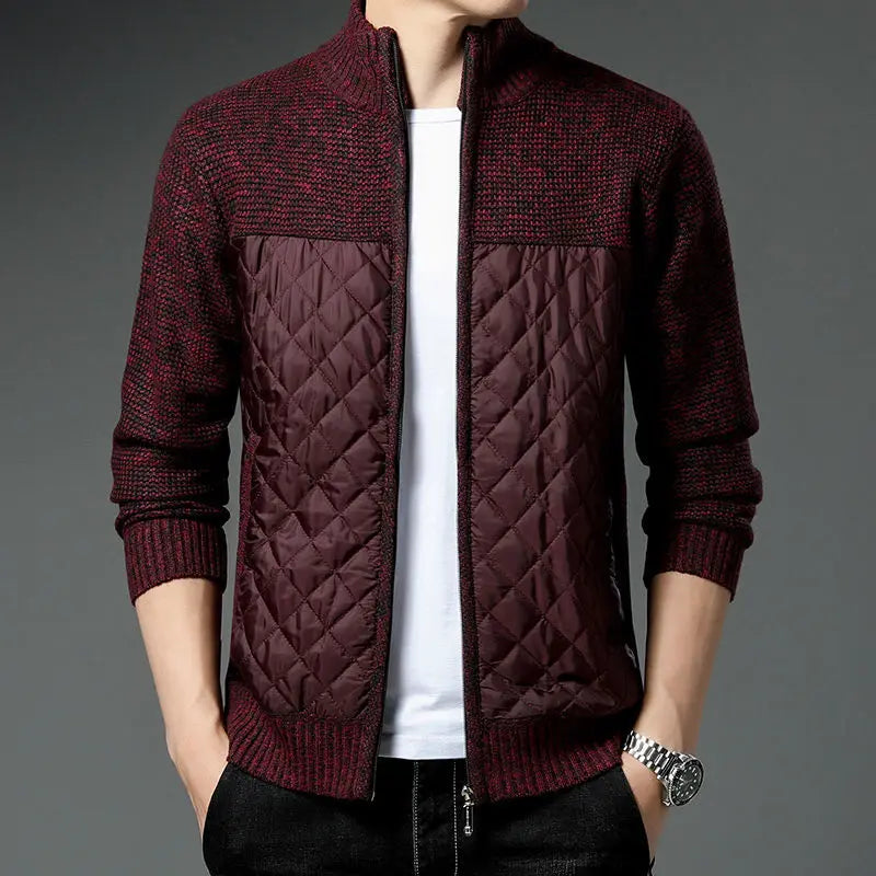 Street Wave Matias Knit Quilted Jacket For Men Modern Hybrid Layering Slim Fit Versatile Outerwear