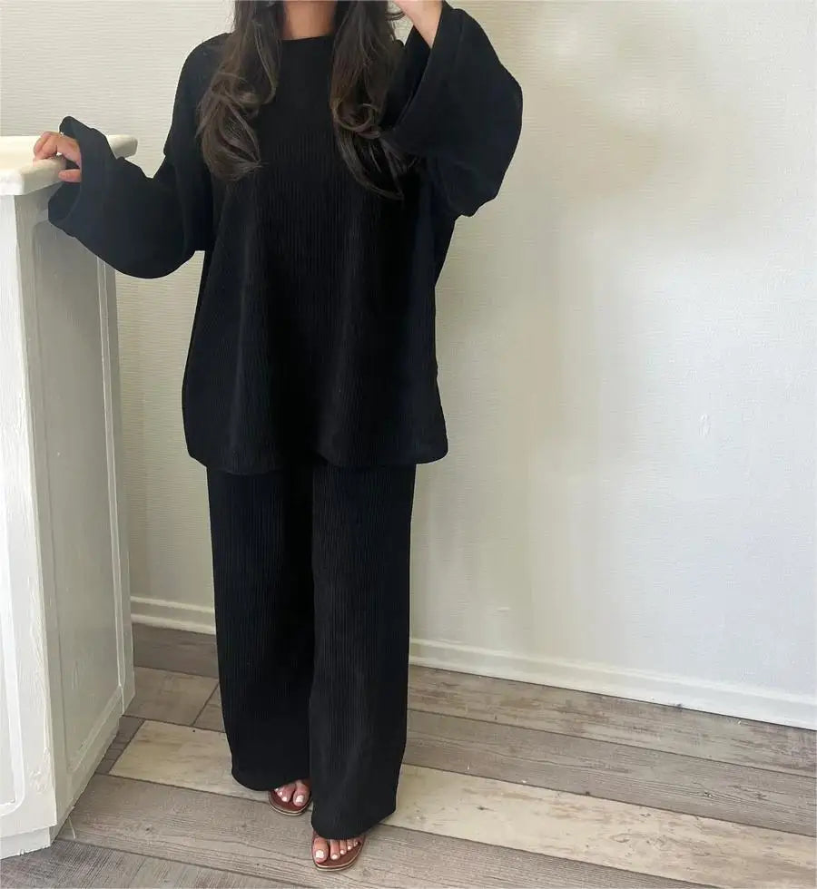 Streetwave Corduroy Two Piece Set For Women Cozy Warmth And Effortless Chic For Autumn Winter