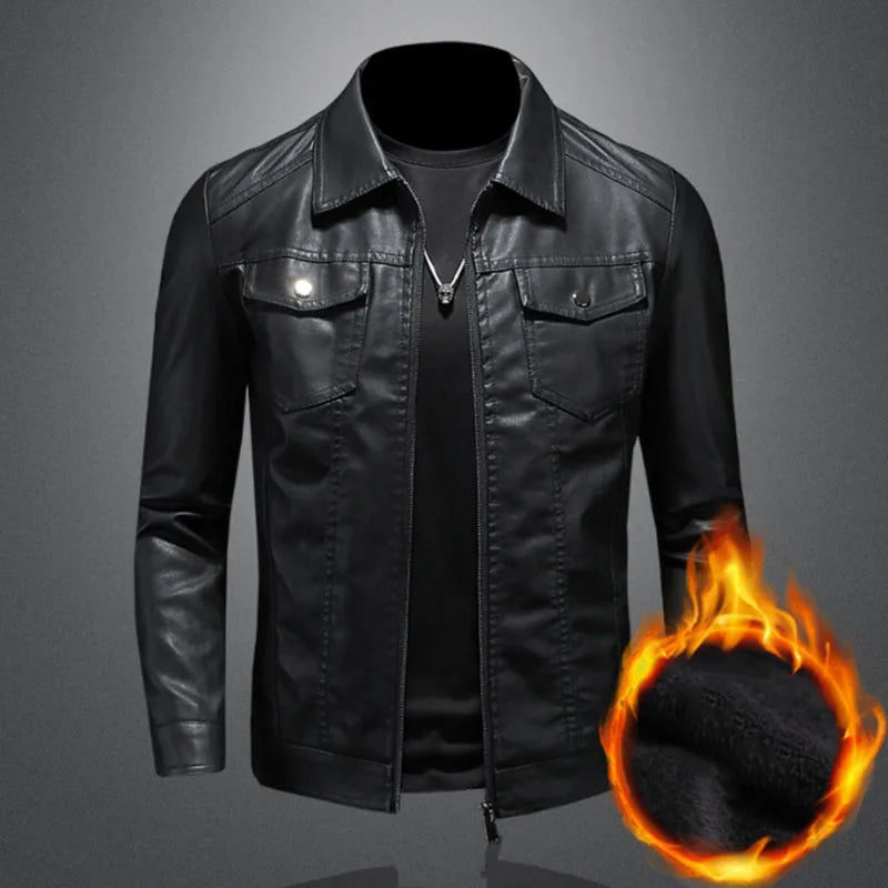 Street-Wave Deluxe Leather Jacket For Men Modern Volkswagen Inspired Long Coat Sophisticated And Functional