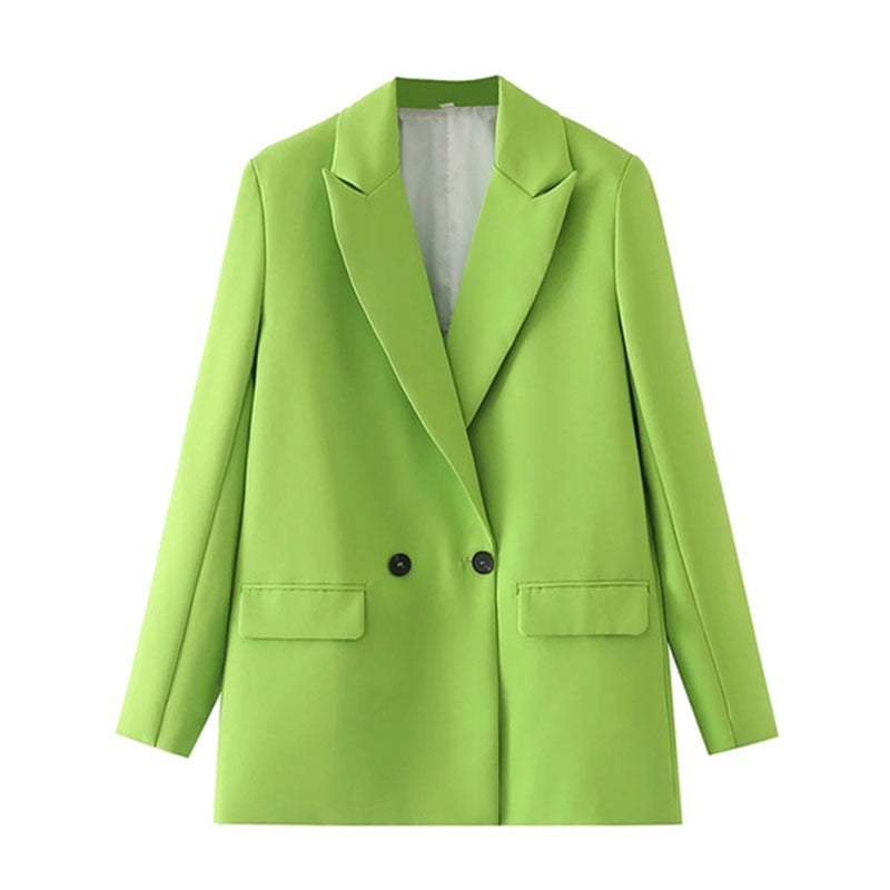 Street-Wave Vintage Blazer For Women Blue Tailored Fit With Bold Color Statement And Versatility