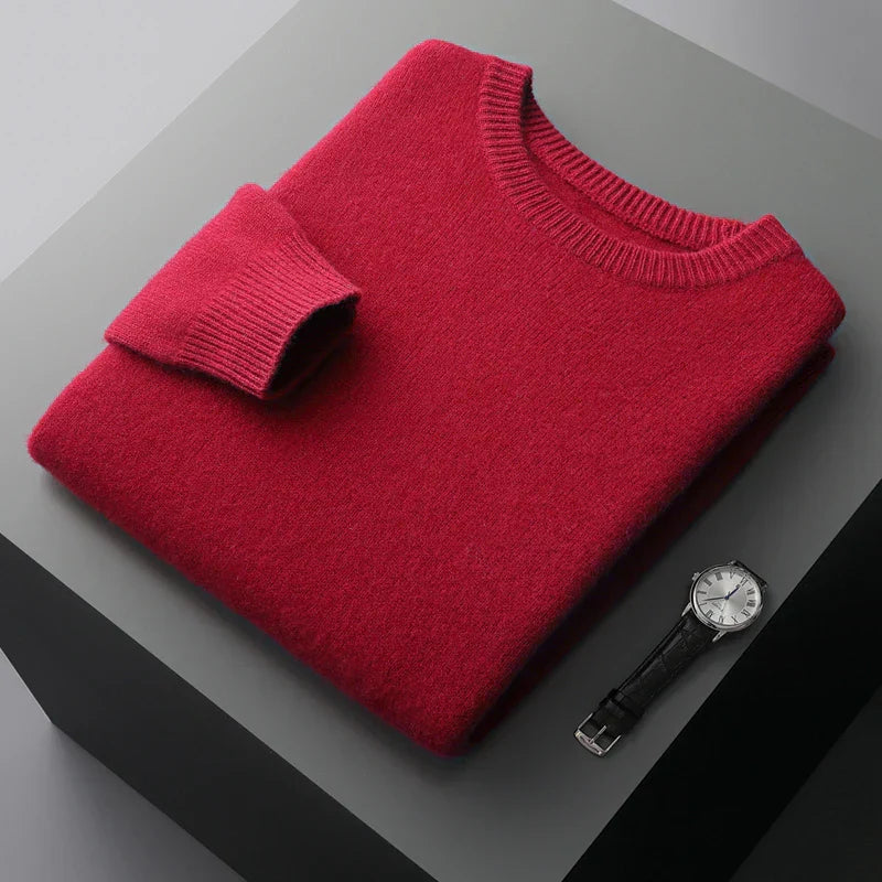 Street-Wave Nordisk Flair Men's Wool Sweatshirt Loose Fit Round Neck Ribbed Cuffs Minimalist Design