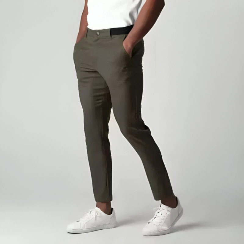 Brannor Cotton Tapered Pants For Men Breathable Stretch Cotton Flat Front Comfort All Season Street-Wave