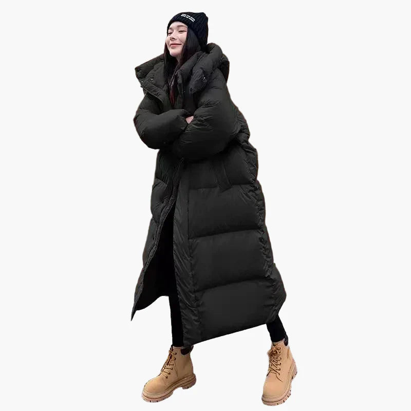Street Wave Women Long Hooded Puffer Coat With Ultra Warmth