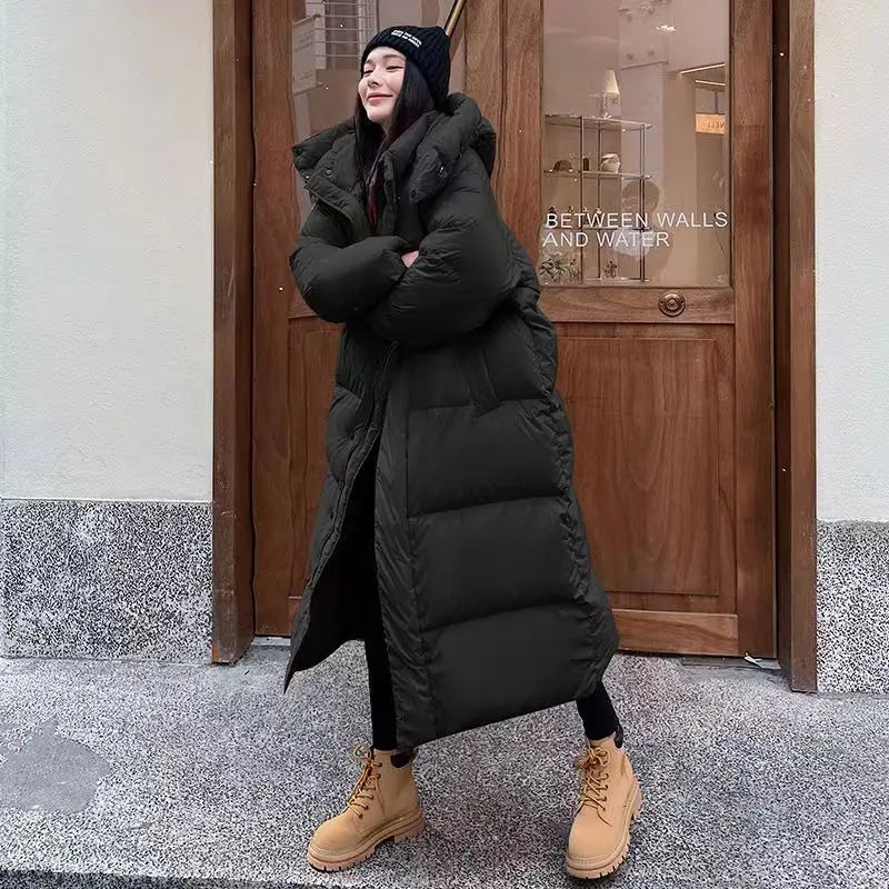 Street-wave Long Puffer Coat With Hood For Women Ultra Warm Winter Parka Cozy And Stylish