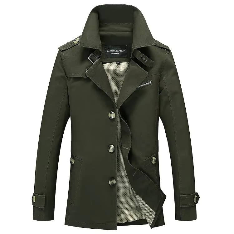 Street-Wave Mens Classic Single Breasted Trench Coat Casual Business Overcoat For All Seasons