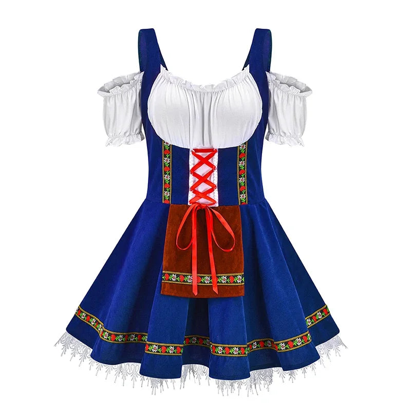 Dirndl Dress For Women Street-Wave Lace-Up Bodice Puff Sleeve Festival Ready
