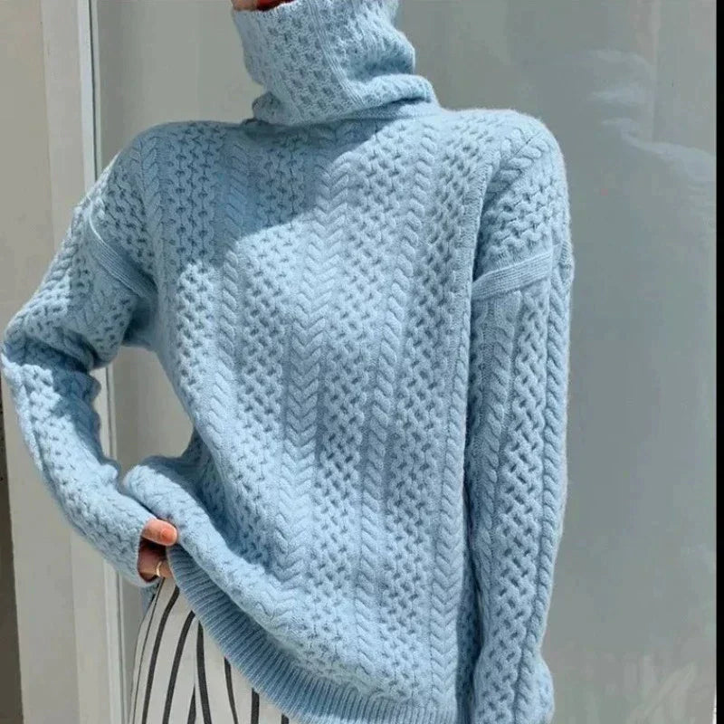 Kya Cashmere Turtleneck Sweater For Women Luxurious Cozy Couture Knit By Street Wave