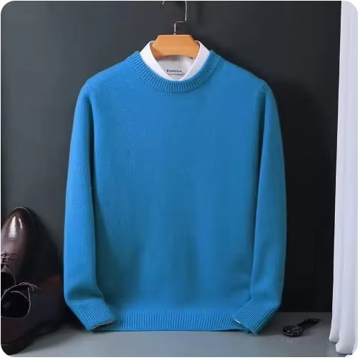 Street-Wave Classic Cashmere O-Neck Navy Men's Sweater Knit Pullover for Soft Warmth and Refined Comfort