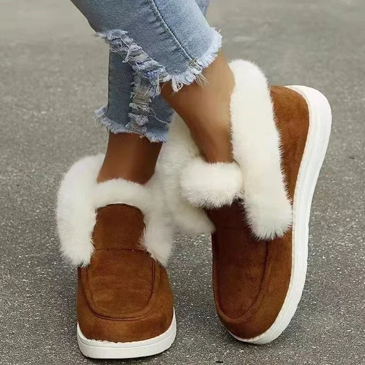 Street-Wave Velvet Slip-On Boots With Plush Fur Lining For Women Cozy All Day Comfort