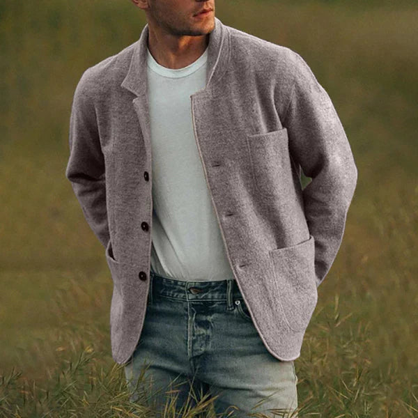 Street-wave Mens Knit Cardigan With Lapel For Fashion Forward Men Versatile Modern Blazer