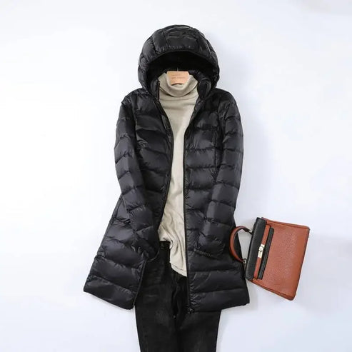 Street Wave Lightweight Puffer Jacket With Removable Hood Longline Quilted Coat For Urban Explorers