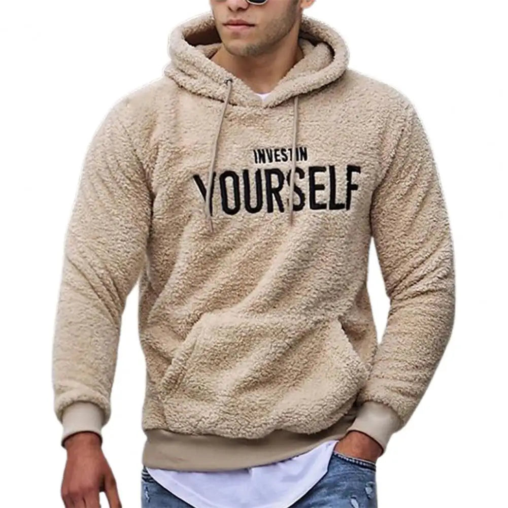 Street-wave Motivational Hoodie For Men Cozy Fleece Pullover With Trendy Streetwear Comfort