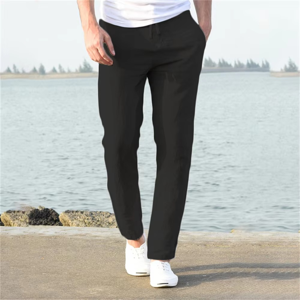 Street-Wave Mens Cotton Linen Pants For Everyday Comfort And Style Breathable Lightweight All Day Wear