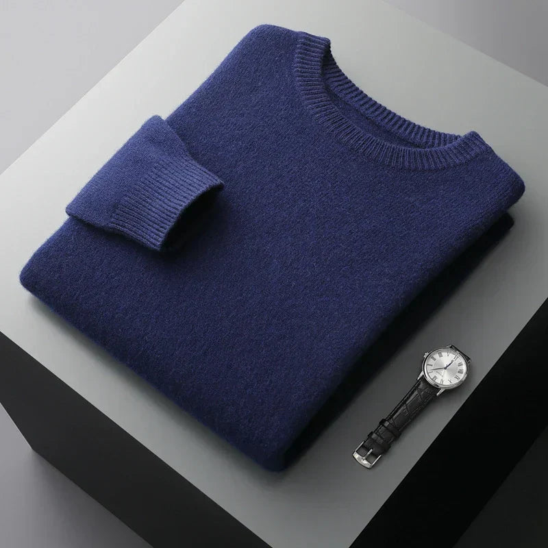 Street-Wave Nordisk Flair Men's Wool Sweatshirt Loose Fit Round Neck Ribbed Cuffs Minimalist Design