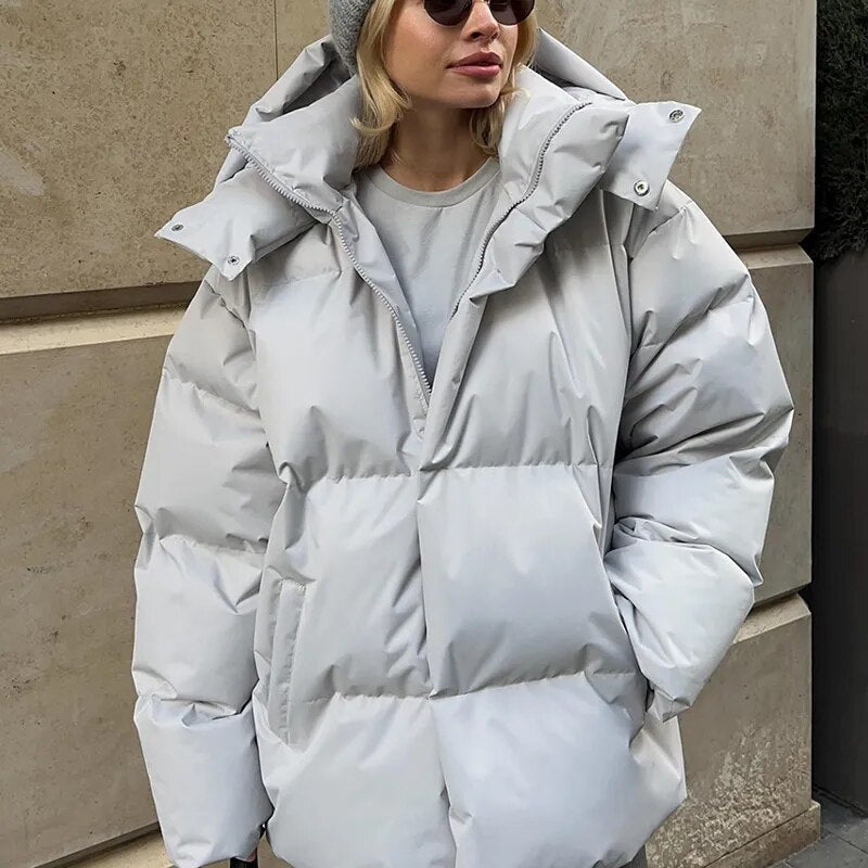 Street-Wave Oversized Puff Hoodie Jacket For Women Cozy Warmth In Cold Weather Everyday Wear