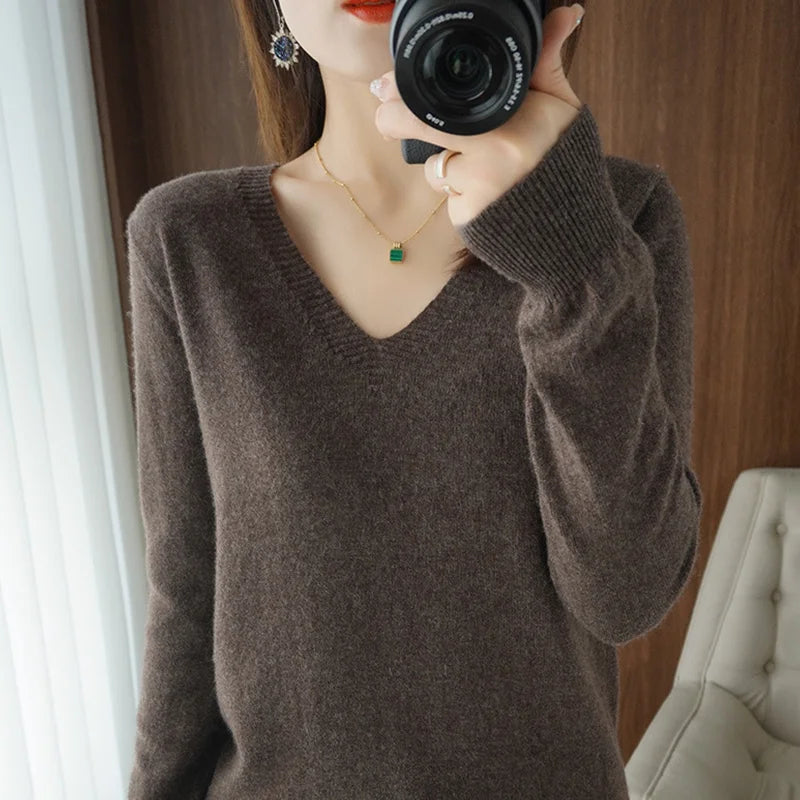 Streetwave V Neck Pullover For Women Cozy Knit Sweater Lightweight Warmth For Everyday Layering