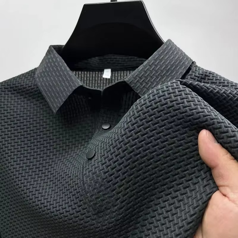 Men's Ice Silk Short Sleeve Polo Shirt Breathable Cool Comfort For Business Casual Attire