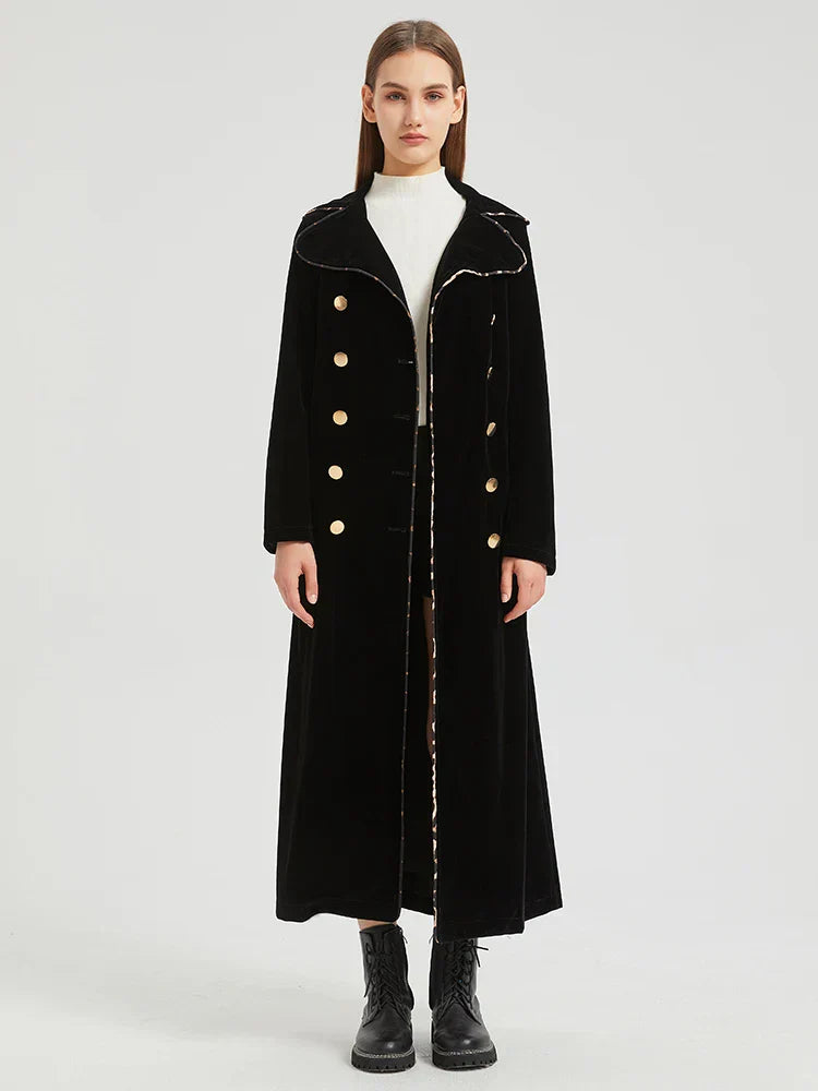 Street-Wave For One Thing Coat For Women Warm Long Belted DoubleButton Coat With Elegant Lapel