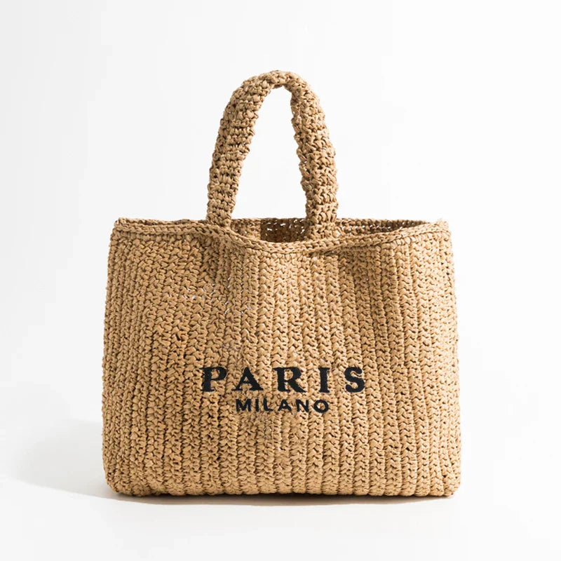 Street-Wave Milano Handwoven Tote - Lightweight Slim Beach Bag With Generous Space For Summer Essentials