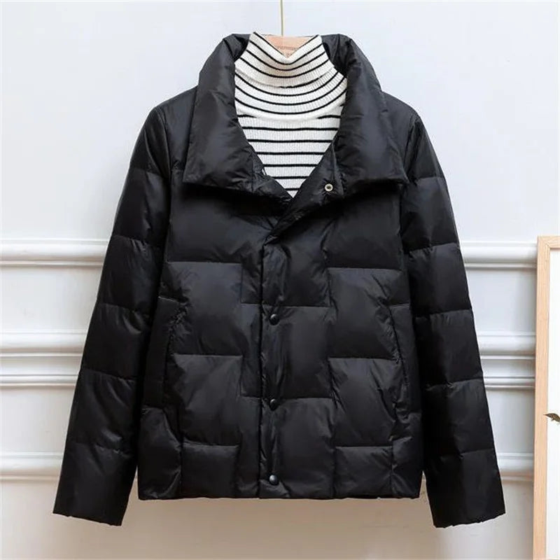 Street-wave Ultralight Down Jacket With Stand Collar For Stylish City Wearers And All Day Warmth