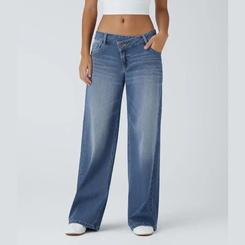 Street-Wave Serenity Baggy Wide-Leg Jeans Comfort Women