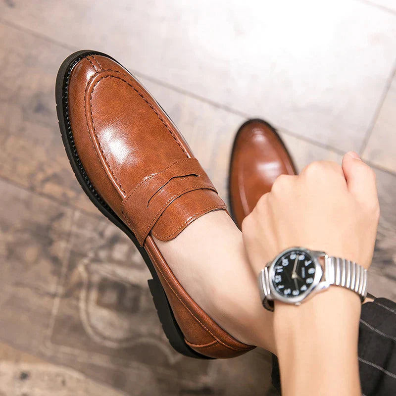 TrendStep Men Leather Loafers Elegance Premium Dress Shoes For Modern Gentlemen Everyday Wear