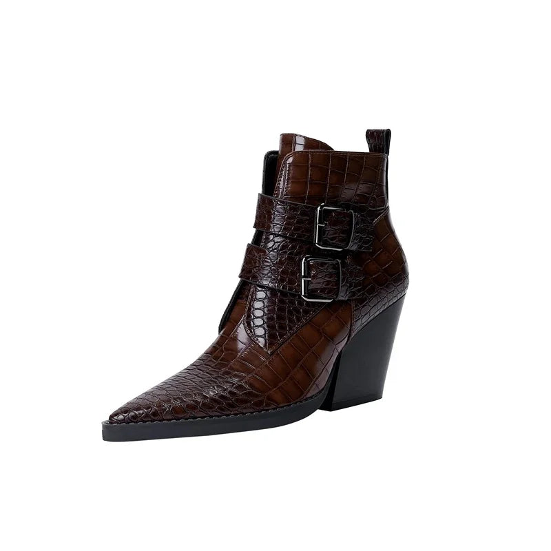 Women's Buckle Boots with Mid-Calf Height and Sturdy Sole