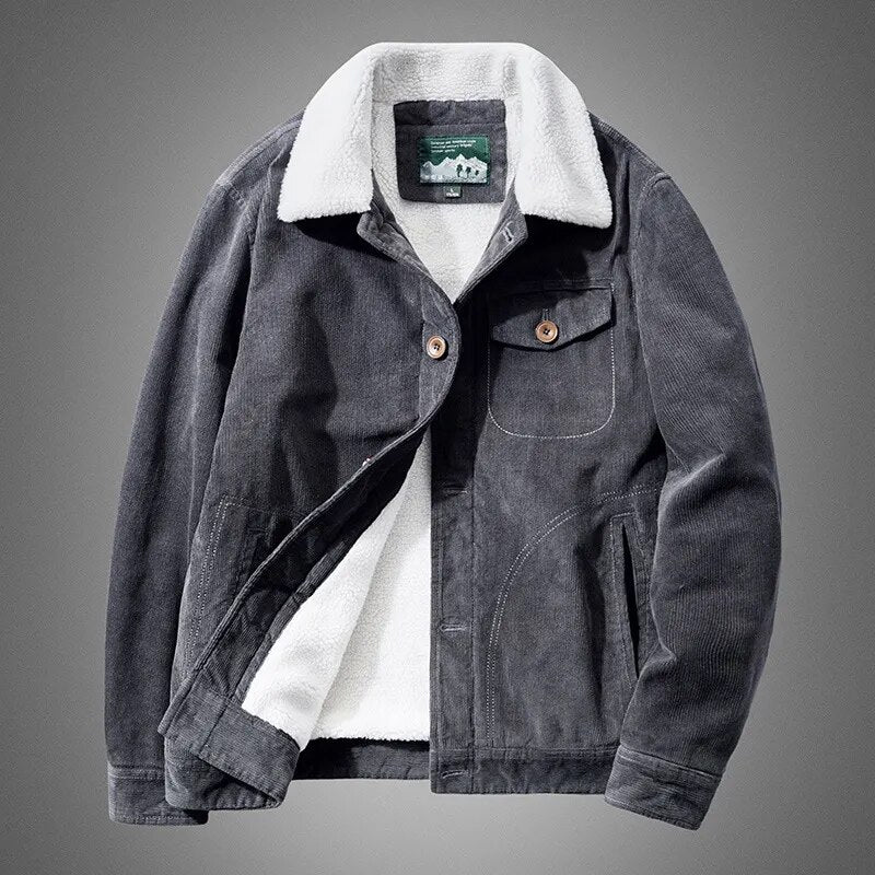 Street-Wave Comfort Jacket With Sherpa Lining Corduroy Winter Coat For Cold Weather Unisex Cozy