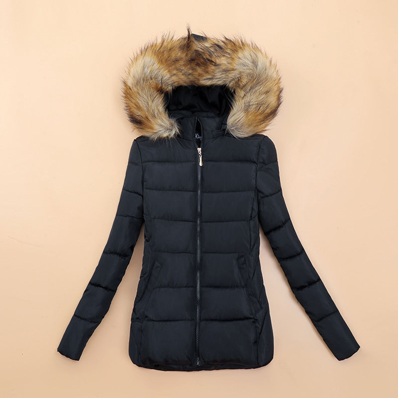 Street-wave Women's Winter Puffer Jacket With Faux Fur Collar For Warmth And Style