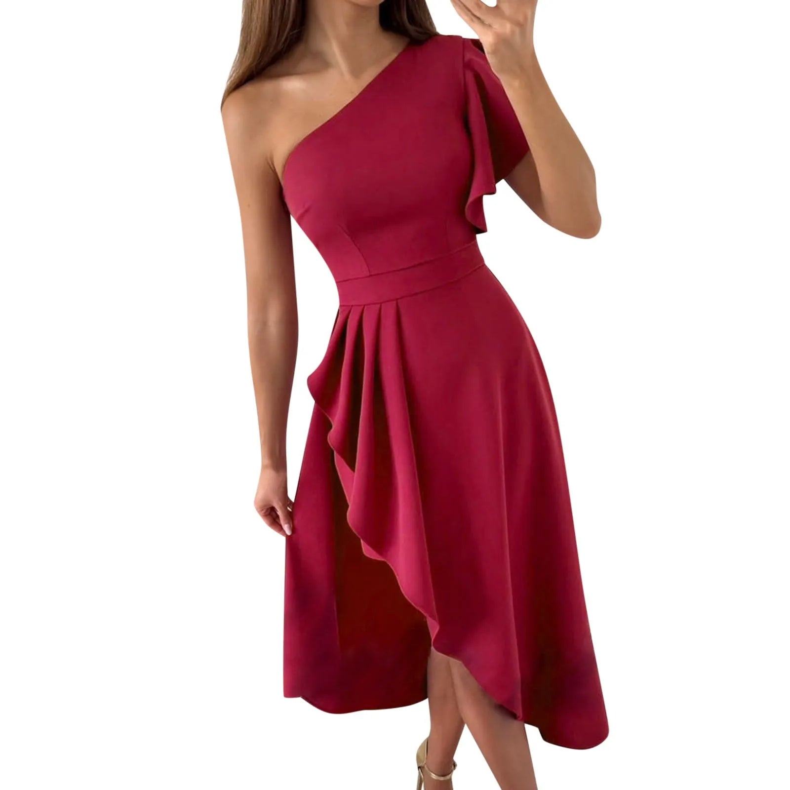 Asymmetric One Shoulder Dress Street Wave Women Party Ready