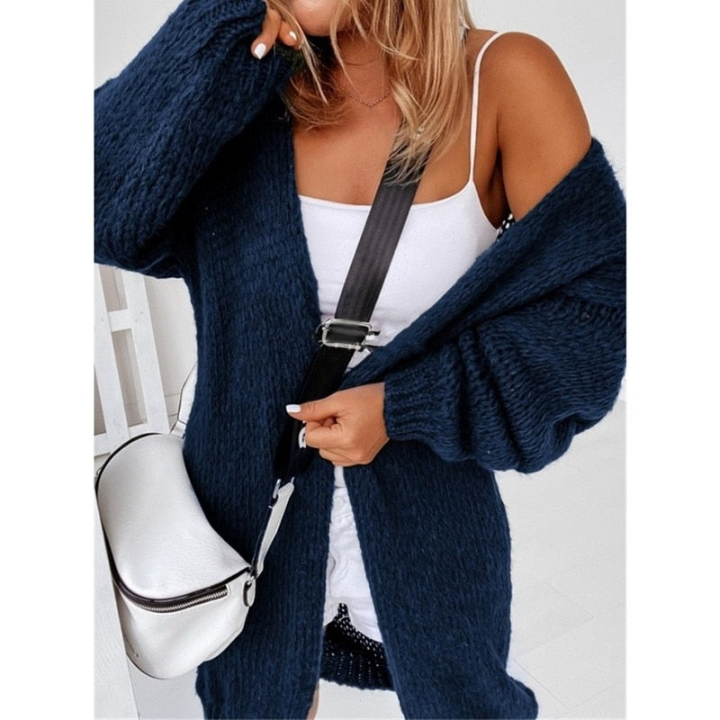 Street-wave Womens Cardigan Cozy Oversized Knit For Stylish Women Everyday Casual Chic