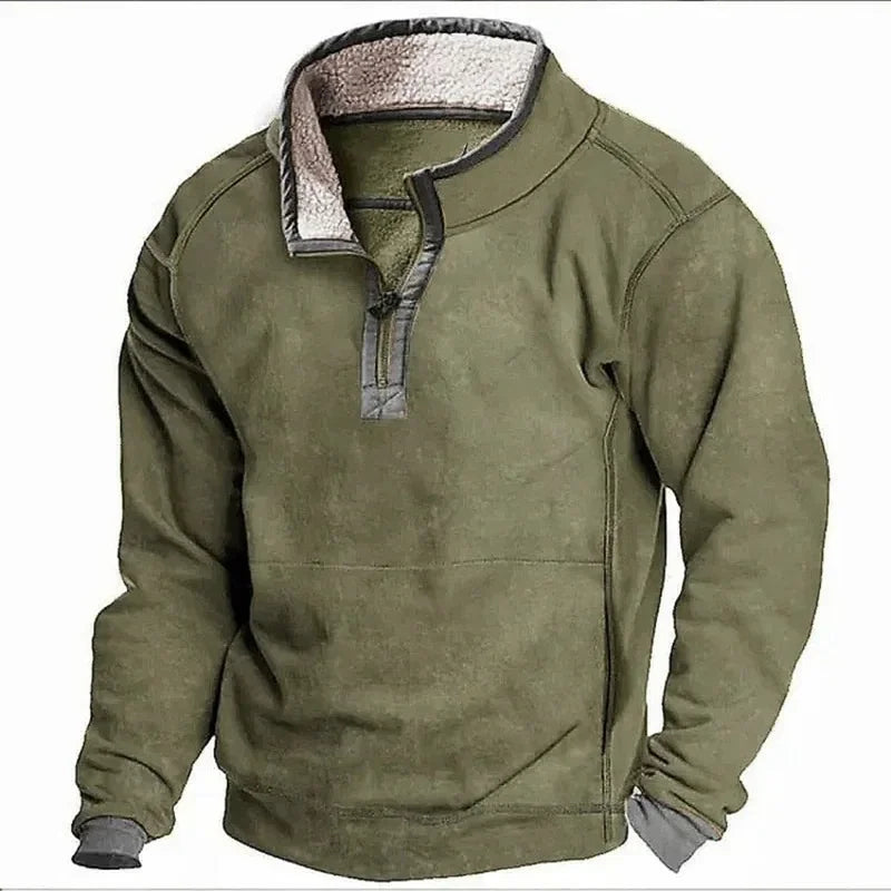 Street-Wave Fleece-Lined Cardigan For Men Cozy Autumn Knit Warmth And Everyday Comfort