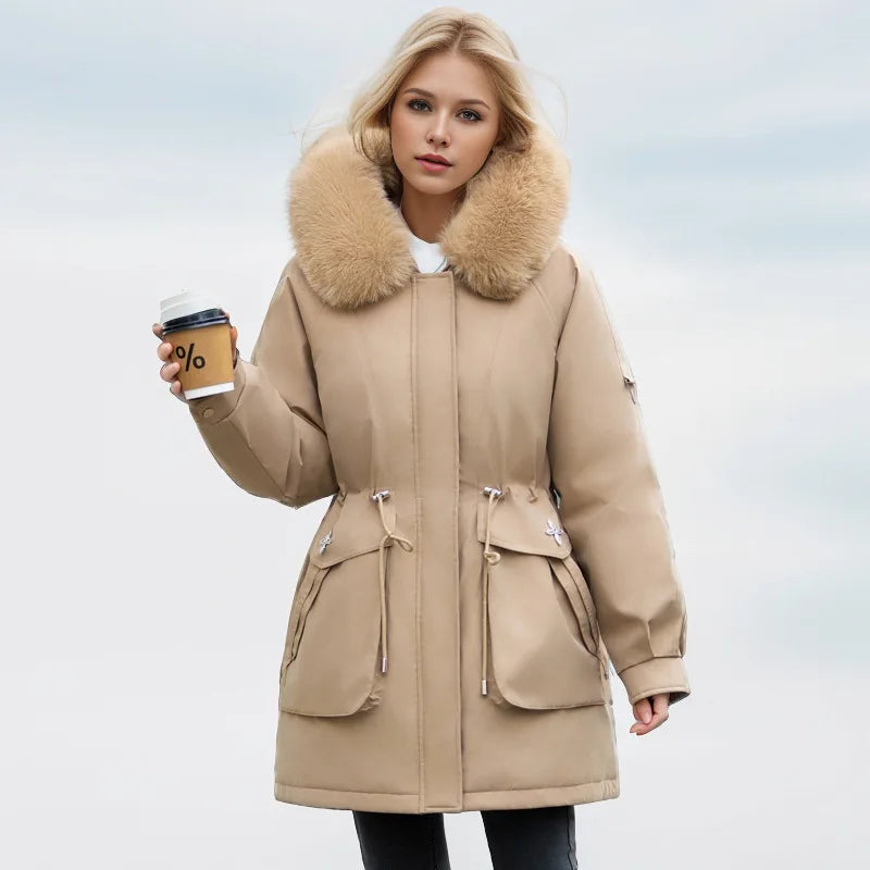 Street Wave Faux Fur Coat With Luxurious Fur Collar For Women Premium Warmth And Style