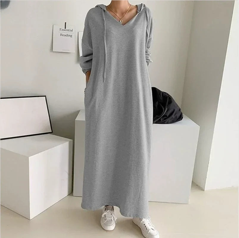 Street-Wave Scarlett Hooded Peplum Dress For Women Cozy Cotton Relaxed-Fit