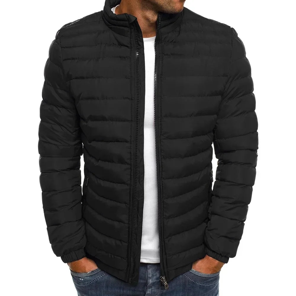 Street-Wave Lightweight Puffer Jacket For Men Warm Comfortable Polyester Outerwear