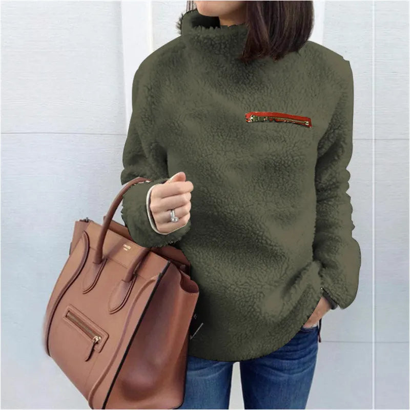 Street-wave Plush Fleece Pullover For Women Ultra Soft Cozy Comfort Warmth All Day Casual Wear