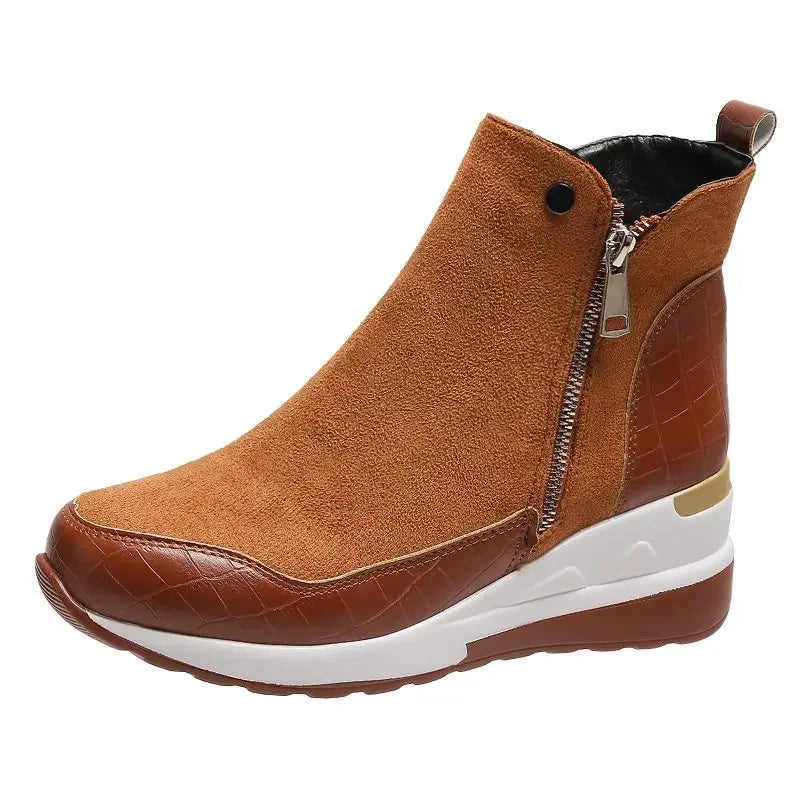 Street-wave Winter Wedge Boots For Women Warm Cushioned Thick Sole Snow Boots All Day Comfort Stylish