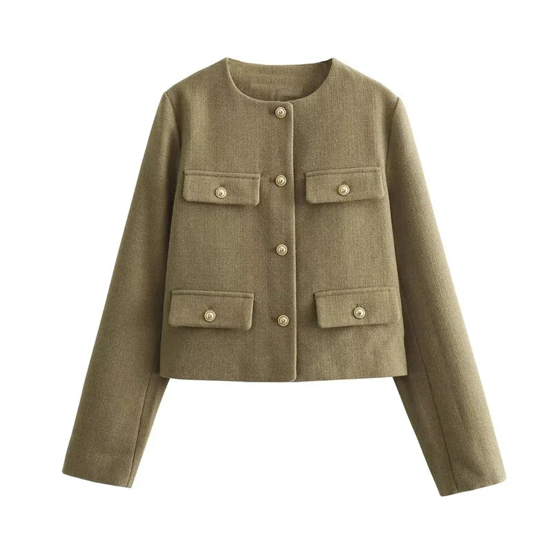 Street-wave Elegant Women's Blazer Jacket With Structured Design And Button Details
