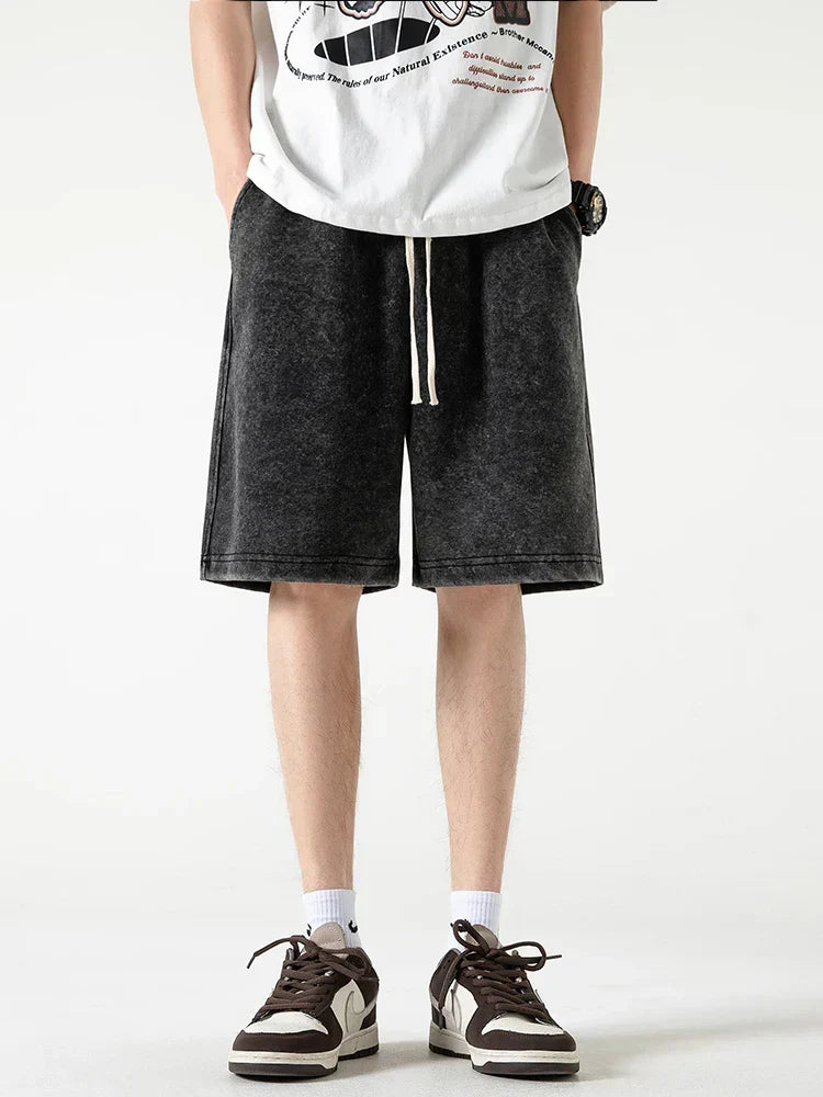 Street-Wave Nordic Flair Men's Relaxed Fit Cotton Blend Shorts With Elastic Waist Drawstring Closure