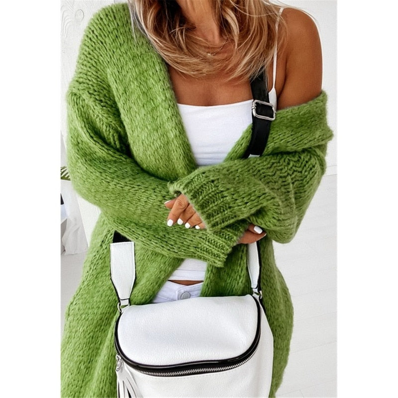 Street-wave Womens Cardigan Cozy Oversized Knit For Stylish Women Everyday Casual Chic