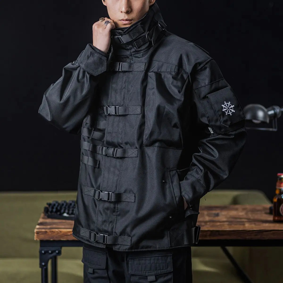 Street-Wave Martial Tactical Jacket for Men Waterproof Military Grade Outerwear with Adjustable Fit and Multiple Pockets