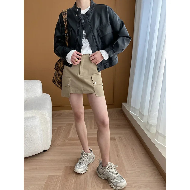 Street-Wave Warriors Of Light Leather Jacket For Bold Streetwear Fans With Zipper Closure And Multiple Pockets