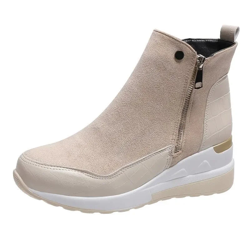 Street-wave Winter Wedge Boots For Women Warm Cushioned Thick Sole Snow Boots All Day Comfort Stylish