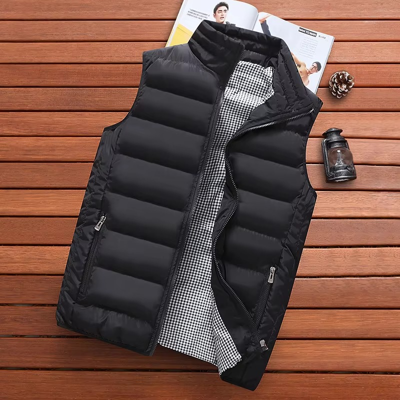 Street-Wave Mens Windproof Down Cotton Vest Winter Warm Sleeveless Jacket For Outdoor Activities